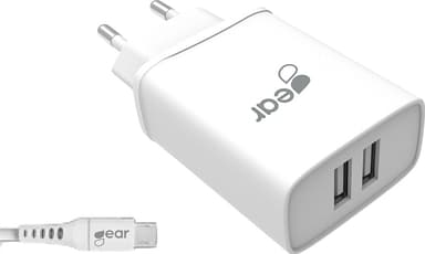Gear 220V MicroUSB dubbel väggladdare 665094