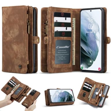 CASEME Samsung Galaxy S21 Ultra Retro läder plånboksfodral Brun