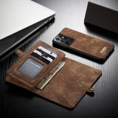 CASEME Samsung Galaxy S21 Ultra Retro läder plånboksfodral Brun