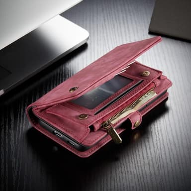 CASEME Samsung Galaxy S21+ (Plus) Retro läder plånboksfodral Röd