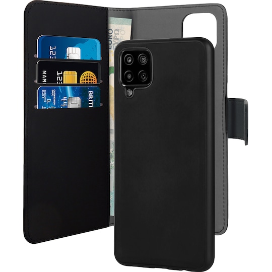 Puro 2-i-1 plånboksfodral för Samsung Galaxy A12 (svart)