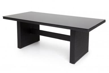 Utebord / matbord padova 200x100 cm - svart / glas