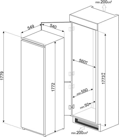Smeg kylskåp S8L1721F inbyggd