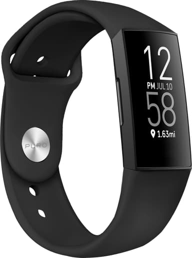 Puro Icon sportband i silikon för Fitbit Charge 4/3 (svart)
