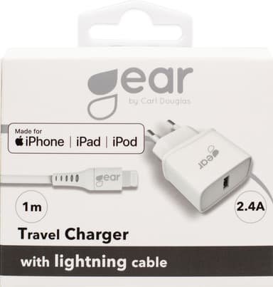Gear 220V/2.4A Lightning väggladdare 665093
