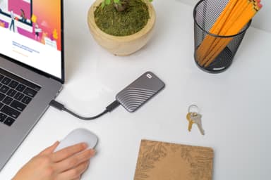 WD My Passport portabel SSD 2 TB (rymdgrå)