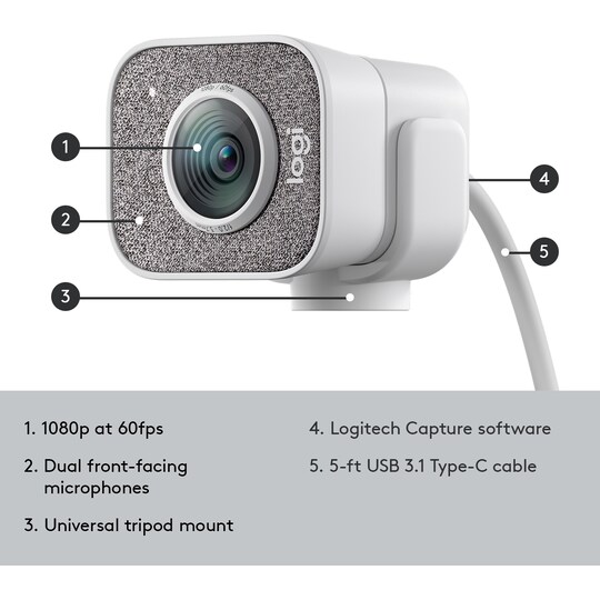 Logitech StreamCam kamera (vit)