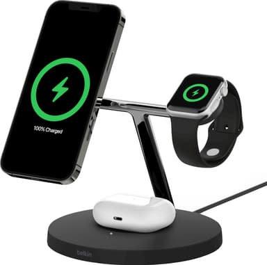 Belkin Boost Charge Pro 3-i-1 trådlös laddare MagSafe 15W (svart)