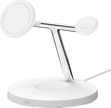 Belkin Boost Charge Pro 3-i-1 trådlös laddare MagSafe 15W (vit)