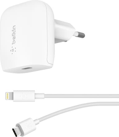 Belkin 20W väggladdare + USB-C- till Lightning-kabel (vit)