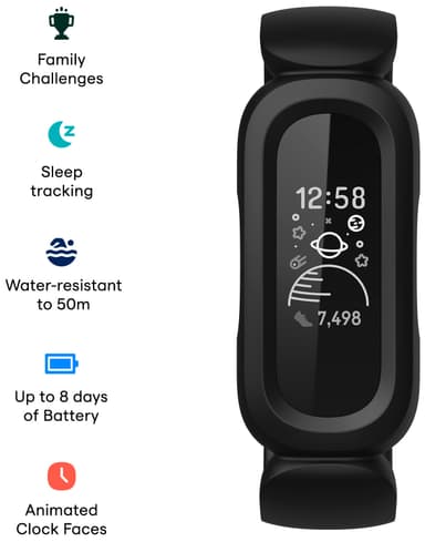Fitbit Ace 3 aktivitetsarmband för barn (svart/röd)