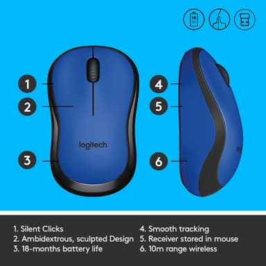 Logitech M220 Silent trådlös mus (blå)