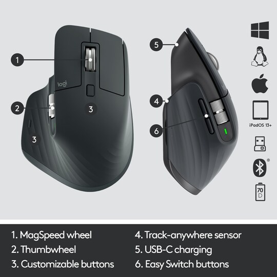 Logitech MX Master 3 trådlöst mus (svart)