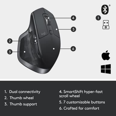 Logitech MX Master 2S trådlös mus (grå)