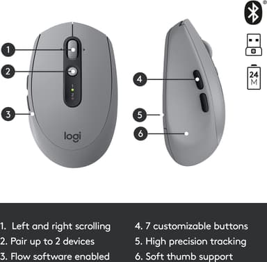 Logitech M590 Multi-Device Silent trådlös mus (grå)