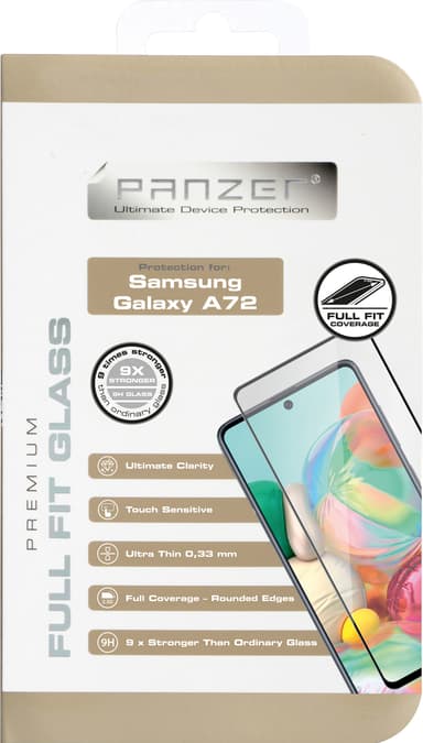 Panzer Full-Fit Samsung Galaxy A72 skärmskydd (svart)
