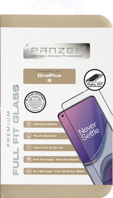 Panzer Full-Fit OnePlus 9 skärmskydd (svart)