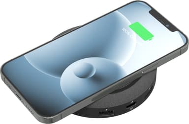 Mophie trådlös laddhubb med USB-C och USB-A portar (svart)