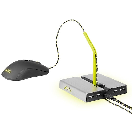 Xtrfy B1 sladdhållare för mus med LED och USB hubb