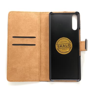 SKALO Sony Xperia L4 Plånboksfodral Äkta Skinn - Svart