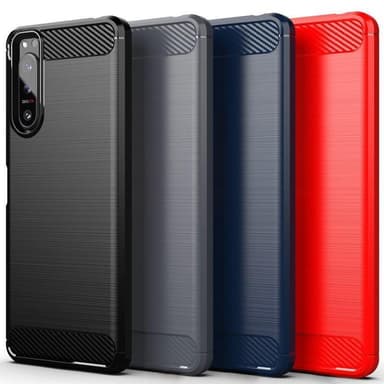 SKALO Sony Xperia 5 II Armor Carbon Stöttåligt TPU-skal - Röd