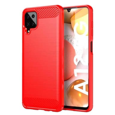 SKALO Samsung A12 Armor Carbon Stöttåligt TPU-skal - Röd