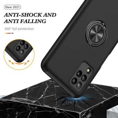 Samsung Galaxy A12 Hybrid skal med Finger Ring - Svart