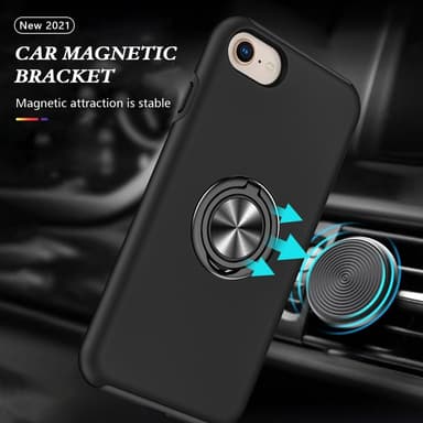 iPhone SE/8/7/6/6S Hybrid skal med Finger Ring - Svart