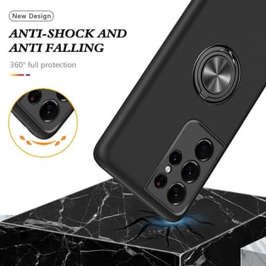Samsung Galaxy S21 Ultra Hybrid skal med Finger Ring - Svart