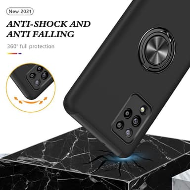 Samsung Galaxy A42 5G Hybrid skal med Finger Ring - Svart