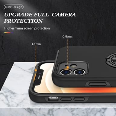 iPhone 12 Mini Hybrid skal med Finger Ring - Svart
