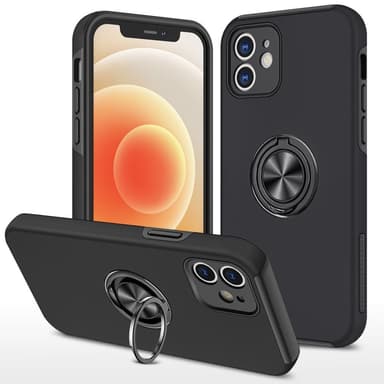 iPhone 12 Mini Hybrid skal med Finger Ring - Svart