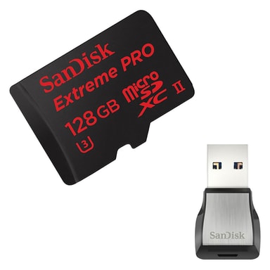SanDisk Extreme Pro Micro SD kort 128 GB + kortläsare Elgiganten