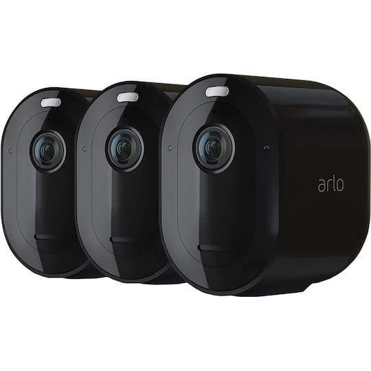 Arlo Pro 4 trådlös 2K QHD kamera 3-pack (svart)