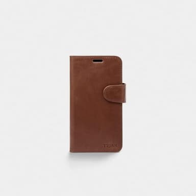 Trunk iPhone 12 Mini Fodral Leather Wallet Löstagbart Skal Brun