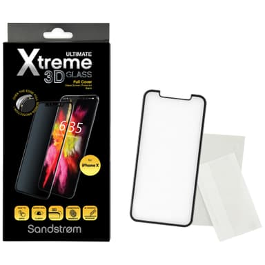Sandstrøm 3D Curved Glass iPhoneX/Xs/11 Pro (svart)