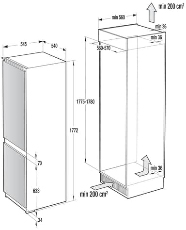 Hisense Kyl/Frys RI32F4NSYWE (integrerad)