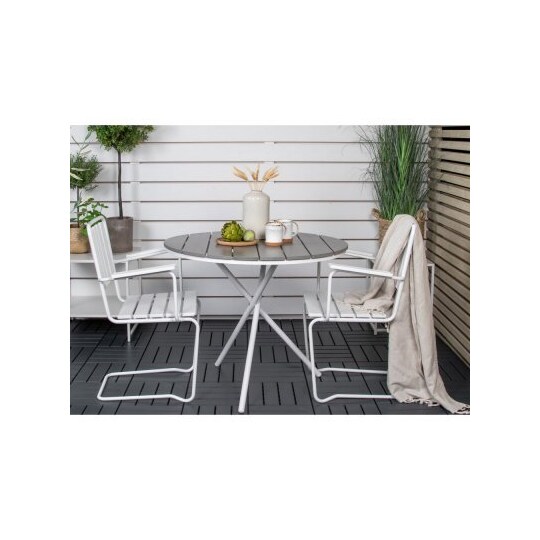 Utebord / cafébord parma 120x70 cm - grå / vit