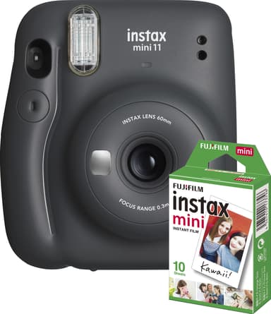 Fujifilm Instax Mini 11 kompaktkamera (grå, 10-pack utskriftspapper)