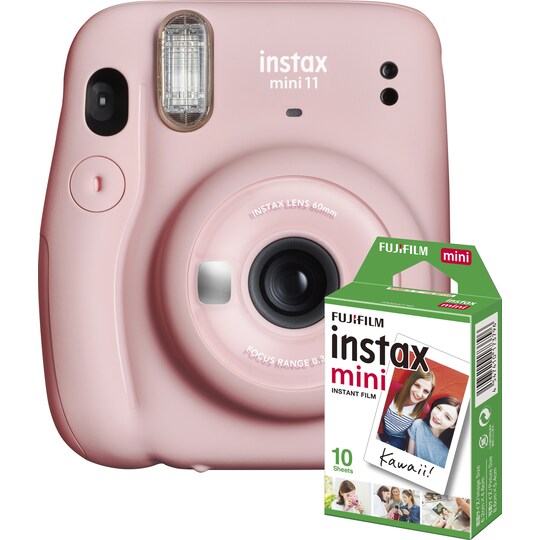 Fujifilm Instax Mini 11 kompaktkamera (rosa, 10-pack utskriftspapper)