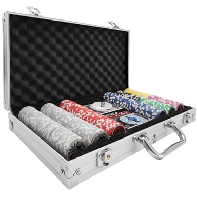 tectake Pokerset - silver, 300 delar