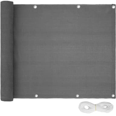 tectake Insynsskydd Balkong, med metallförstärkta öglor, version 2 - grå, 75 cm