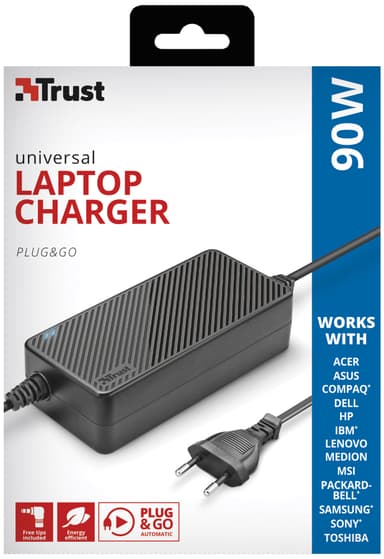 Trust Plug&Go universal Strömadapter för dator 90 W