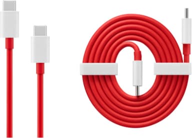 OnePlus Warp Charge 65 USB-C till USB-C-kabel 100cm (röd/vit)