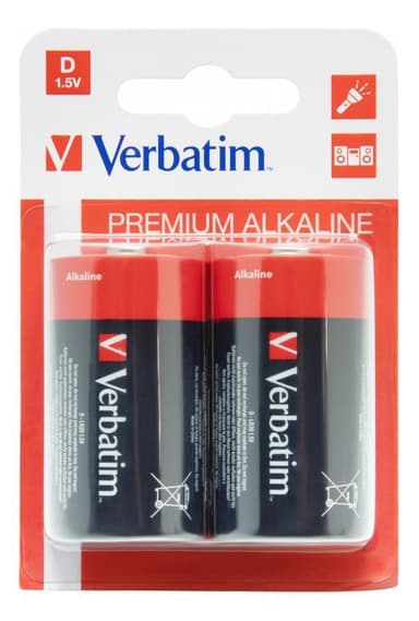 verbatim Batteries, D (LR20), 2 pcs Alkaline, 1.5 V