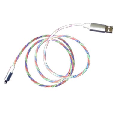 Android MicroUSB till USB laddkabel med LED i olika färger 1 meter