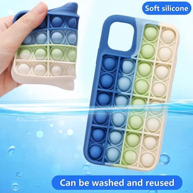 iPhone 11 Pro Max skal Fidget bubblor silikon Blå/grön/vit