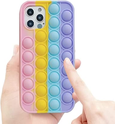iPhone 12 Pro Max Fidget pop it mobilskal bubblor silikon flerfärgat