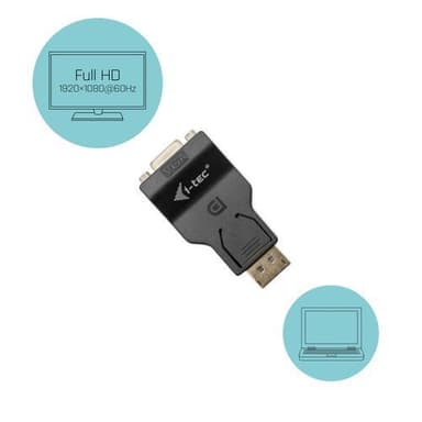 i-tec DP2VGAADA, DisplayPort, VGA, Svart