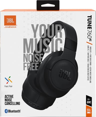 JBL Tune 760NC trådlösa around-ear hörlurar (svart)